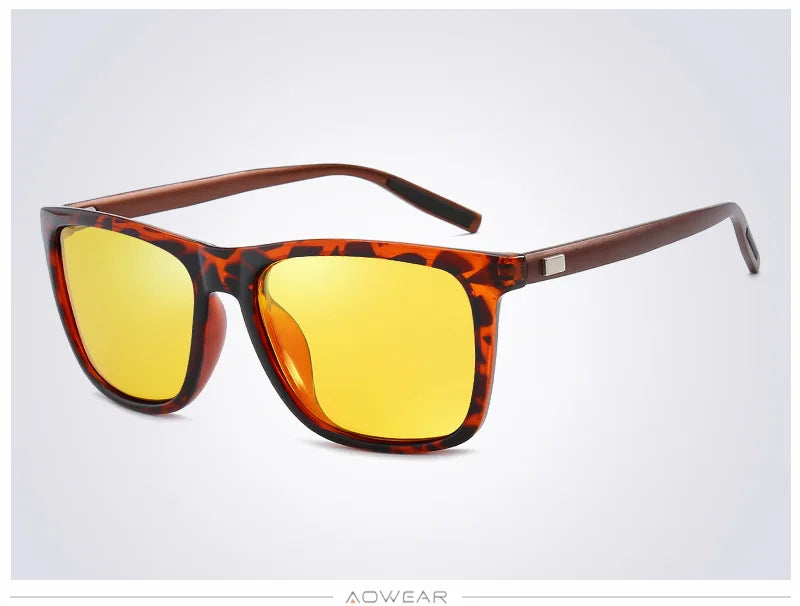AOWEAR HD Polarized Anti Glare Night Vision Glasses for Driving Nighttime Driver Goggles Yellow Sunglasses for Men / Women Gafas