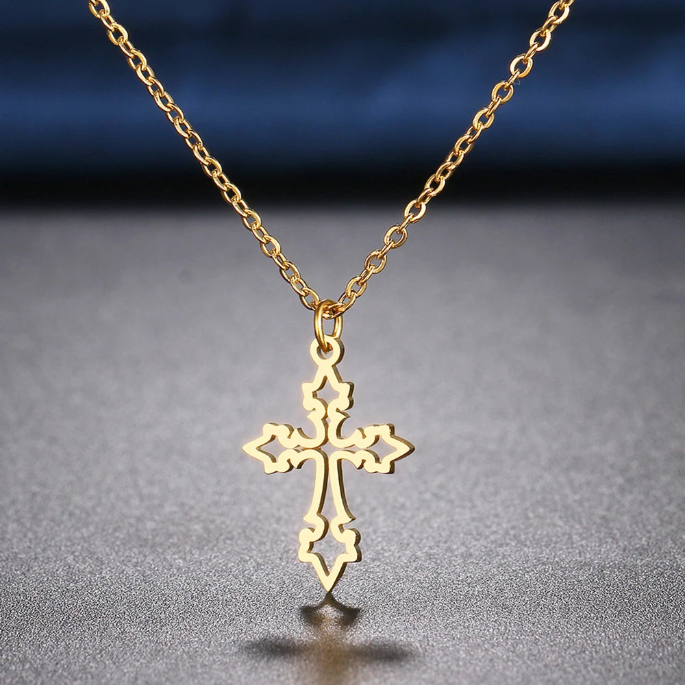 Stainless Steel Necklaces Vintage Cross Pendants Chain Choker Jewellery Fashion Necklace For Women Jewelry Goth Party Gifts NEW