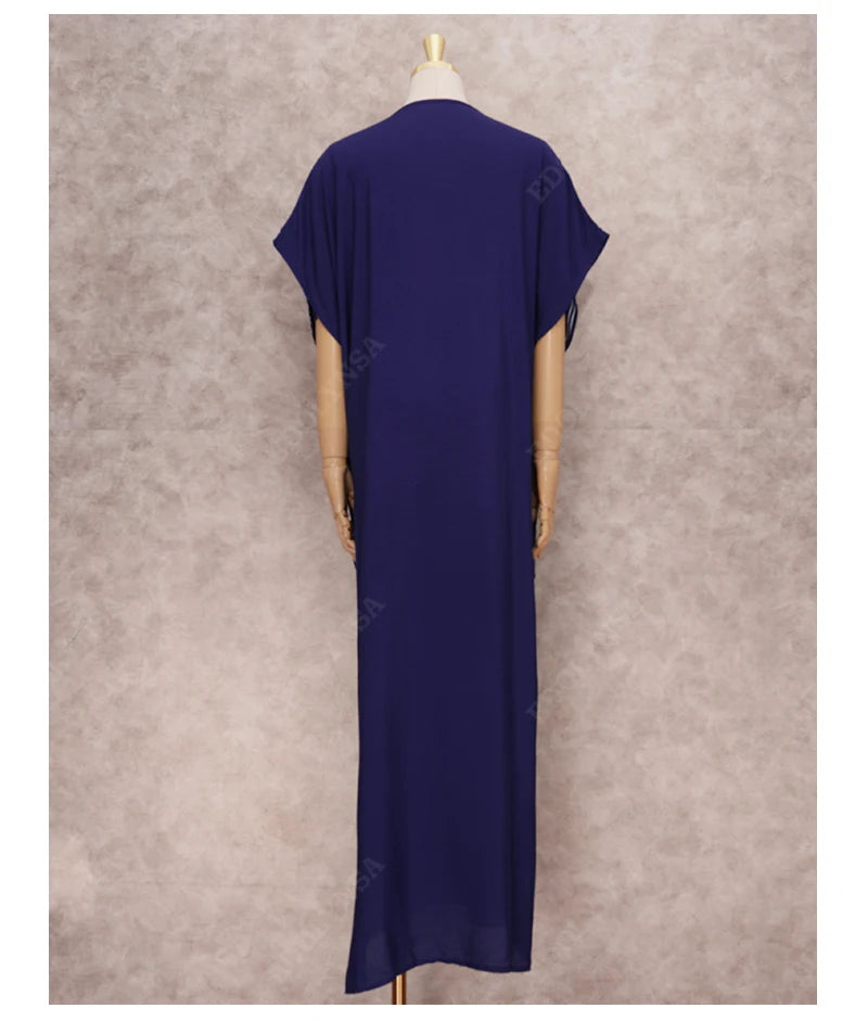 2024 Vintage Embroidery Kaftan Sexy V-neck Batwing Sleeve High Waist Maxi Dress Tunic Women Clothing Summer Beach Dresses Q660