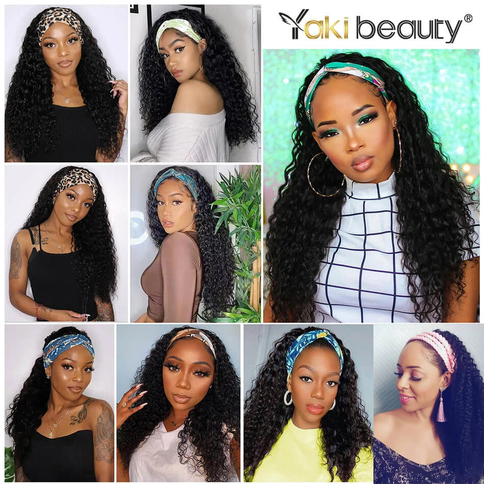 Long Kinky Curly Headband Wigs 28Inch Synthetic Ice Headband Wig For Black Women Afro Curly Water Wave Organic Fiber Hair