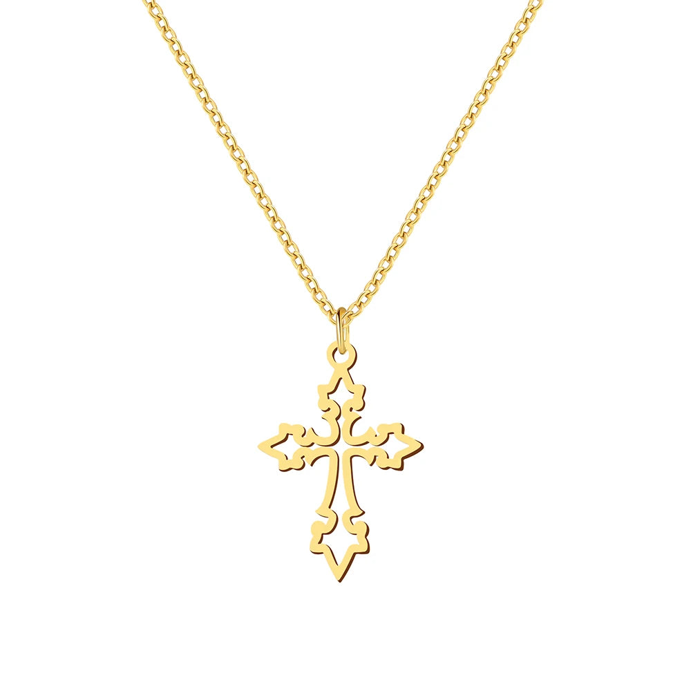Stainless Steel Necklaces Vintage Cross Pendants Chain Choker Jewellery Fashion Necklace For Women Jewelry Goth Party Gifts NEW