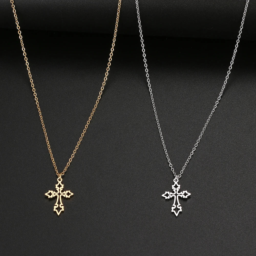 Stainless Steel Necklaces Vintage Cross Pendants Chain Choker Jewellery Fashion Necklace For Women Jewelry Goth Party Gifts NEW