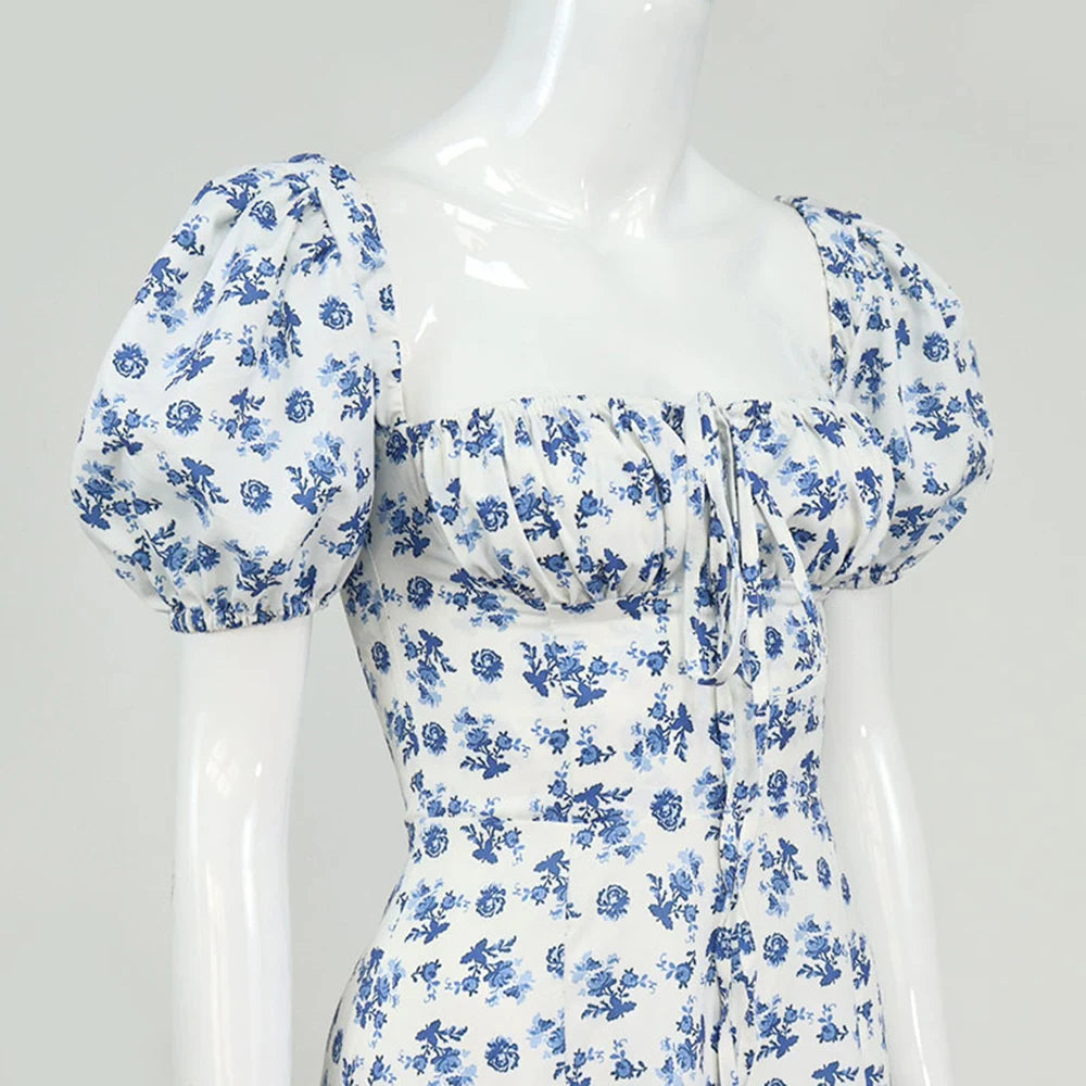 Summer Women Puff Sleeve Floral Printed Dress,Long Dresses,Woman Clothing,Dress Women,Women's Elegant Dresses,Sexy Costume Women