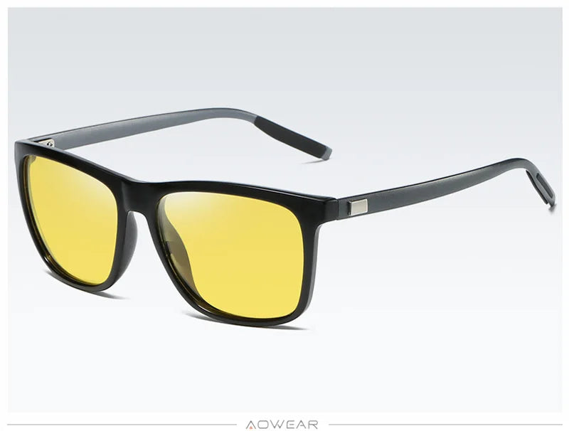 AOWEAR HD Polarized Anti Glare Night Vision Glasses for Driving Nighttime Driver Goggles Yellow Sunglasses for Men / Women Gafas