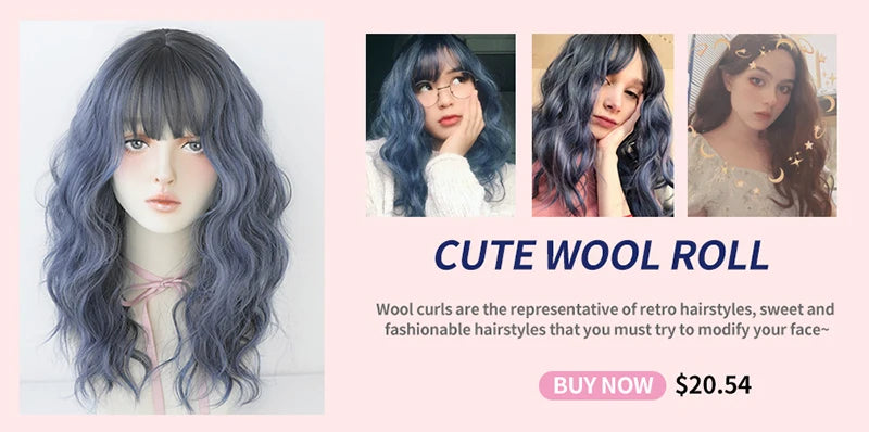 7JHH WIGS Popular Brown Ash Long Deep Wave Hair Lolita Wigs With Bangs Synthetic Wig For Women Fashion Thick Curls Wigs Girl