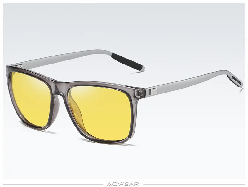 AOWEAR HD Polarized Anti Glare Night Vision Glasses for Driving Nighttime Driver Goggles Yellow Sunglasses for Men / Women Gafas
