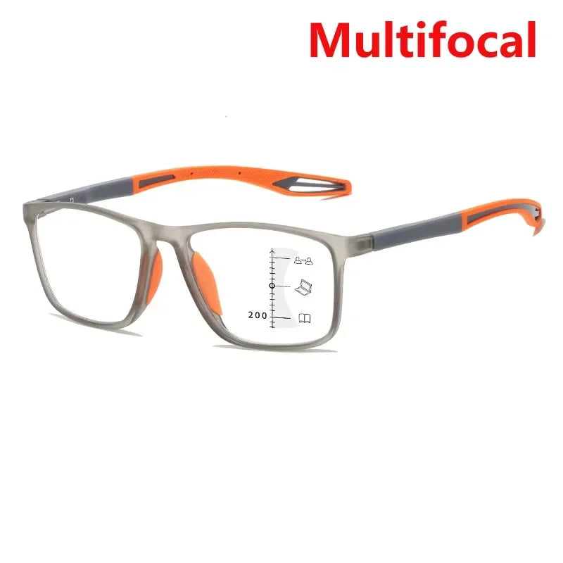 New Trendy TR90 Photochromic Multifocal Reading Glasses 3 in 1 Outdoor Bifocal Sunglasses Sports Anti Blue Near Far Eyeglasses