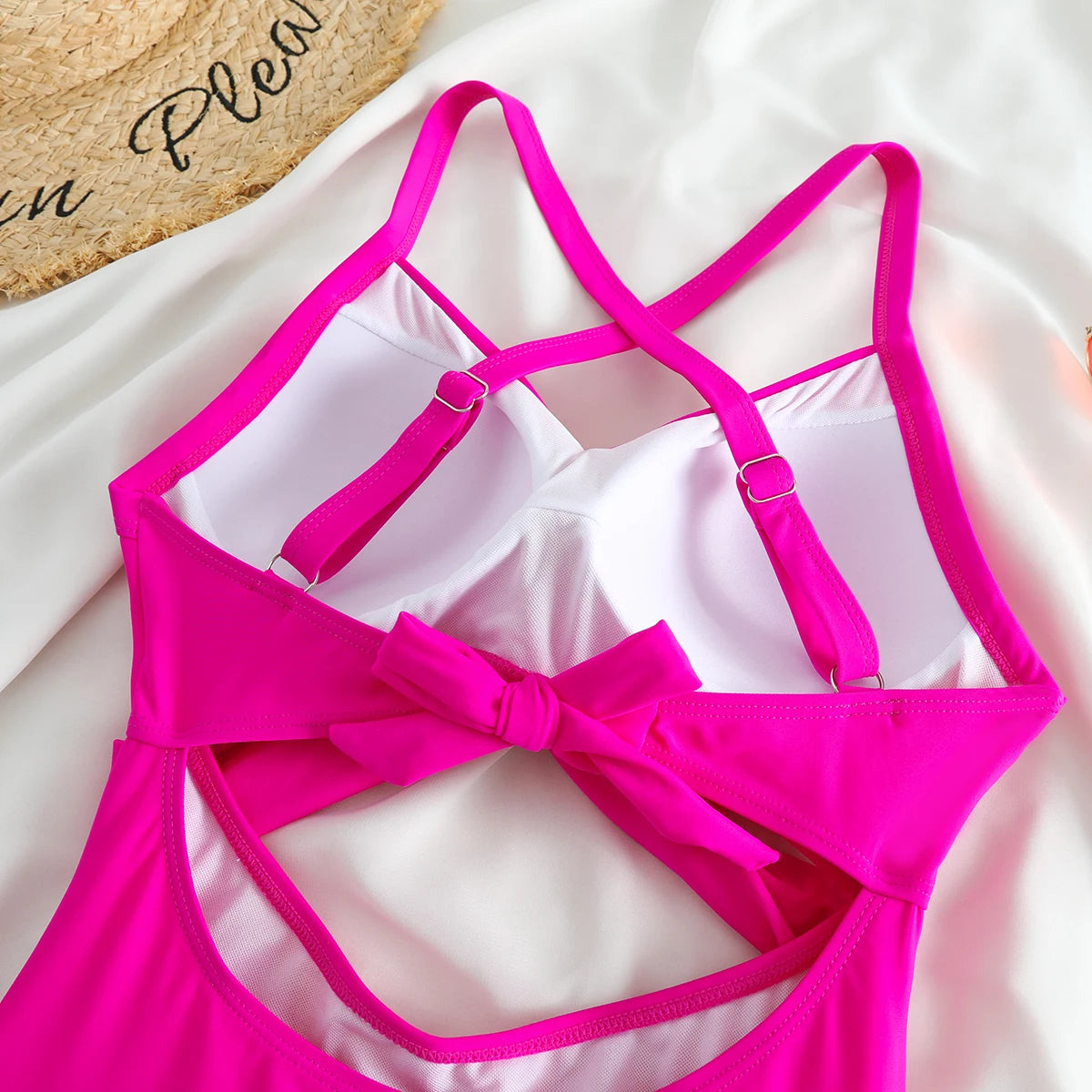 Sexy Hollow Cross Sling Swimwear Color Matching Backless Swimsuit One Piece Bikini Fashion Bathing Suits Swimming Suit For Women