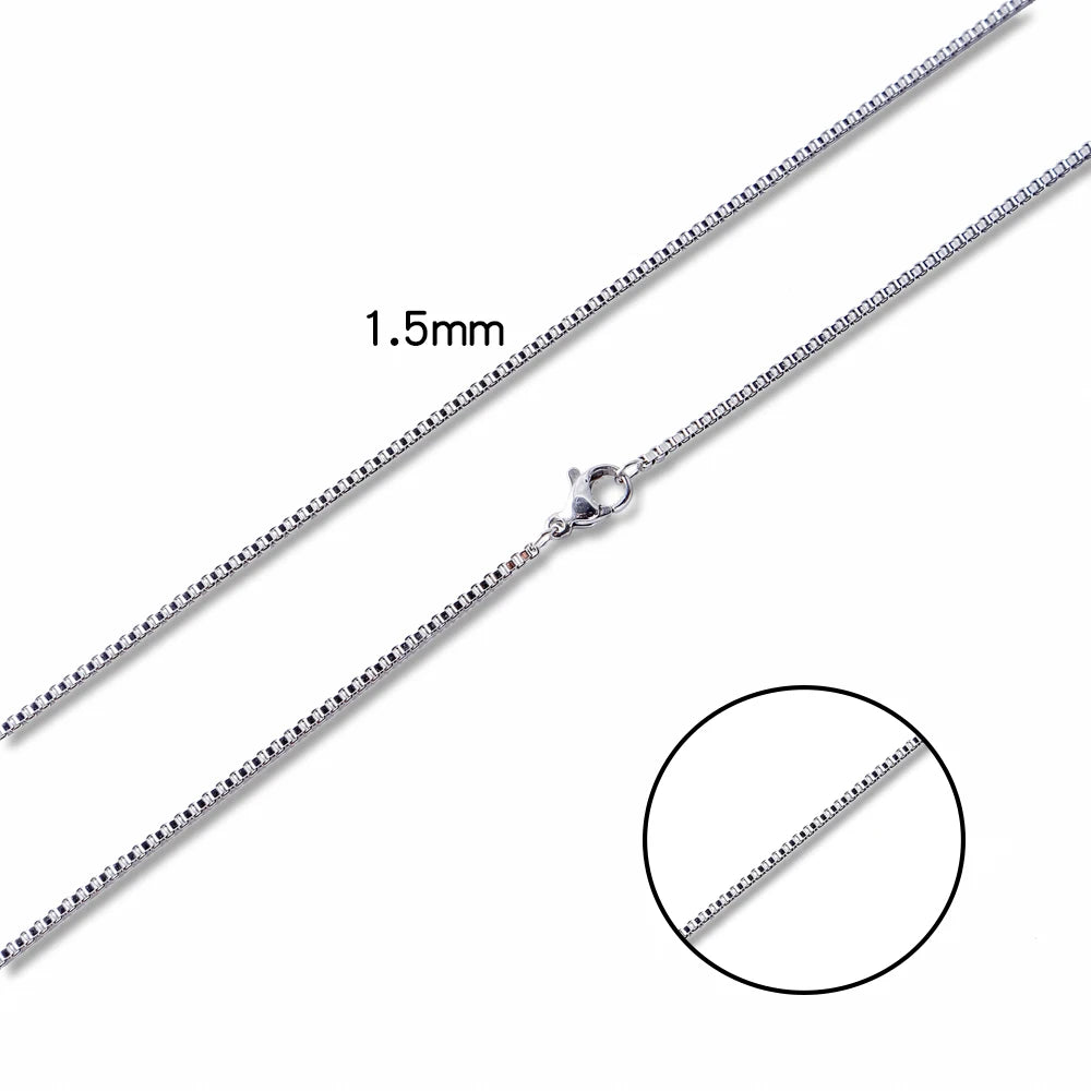 HIYEE Men's Thin Box Chain Necklace,1.5/2/2.5/3MM Stainless Steel Chain Link Collars Gift,Male DIY Jewelry,18 to 24 Inch Parts
