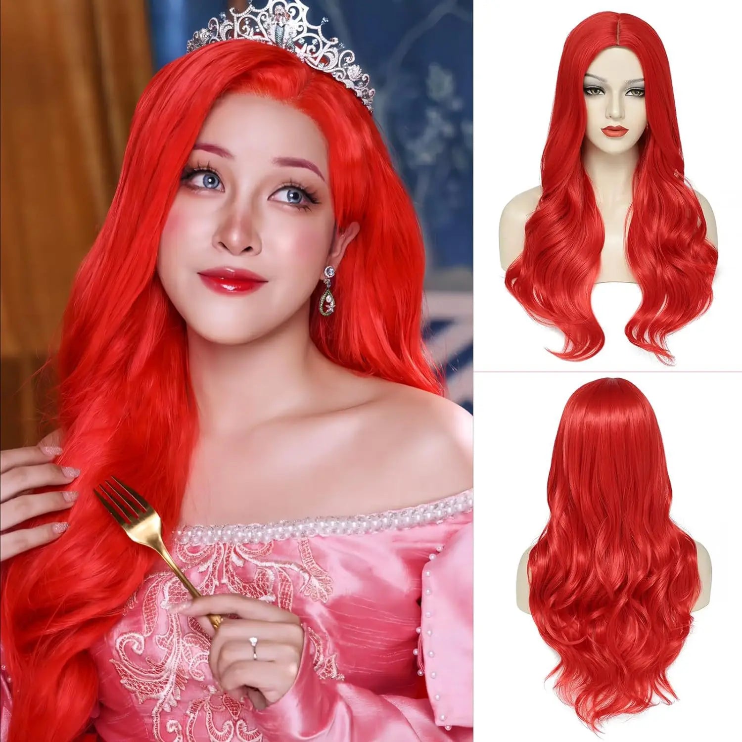 Blonde women's synthetic wig with large waves and long curly hair wig full head set Halloween cosplay daily dress wig