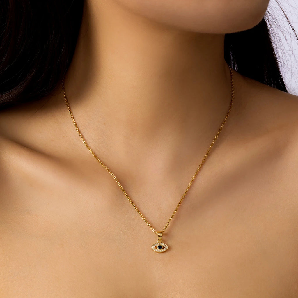 Fashion Zircon Evil Eye Necklaces for Women Chain Turkish Eye Pendant Necklace Girls Party Jewelry Lucky Gift
