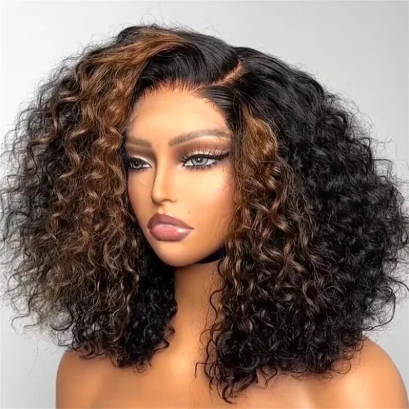 Ombre Blonde Soft 26 inch Long 180Density Kinky Curly Lace Front Wig For Women With BabyHair Preplucked Glueless Heat FiberDaily