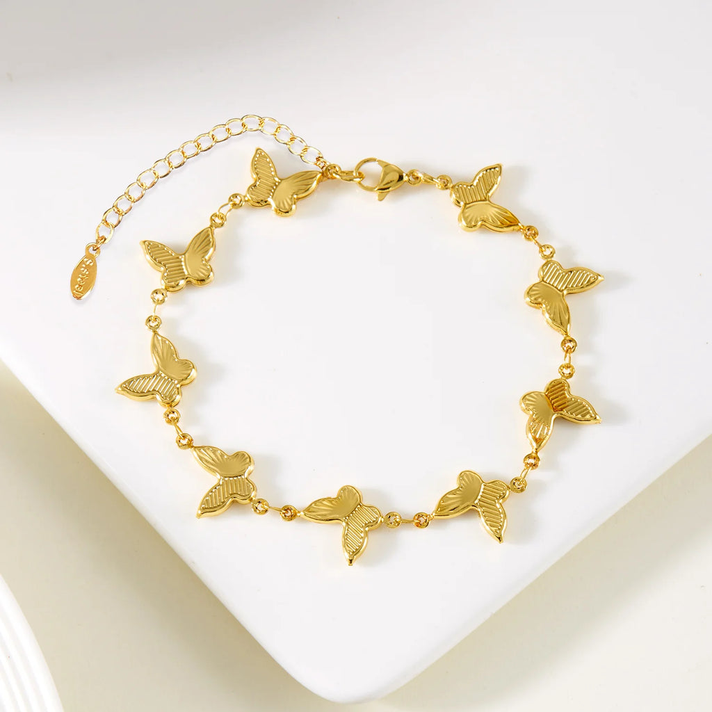 Korean Light Luxury Shiny Zircon Golden Butterfly Bracelet for Women Elegant Bangle Party Banquet Charm Wedding Jewelry Gift