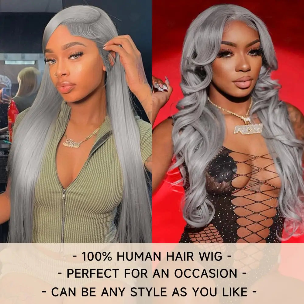 Cosplay Body Wave Silver Grey 13X4 Lace Front Wigs Human Hair 13x6 HD Lace Front Wigs Remy Brazilian 613 Colored Human Hair Wigs
