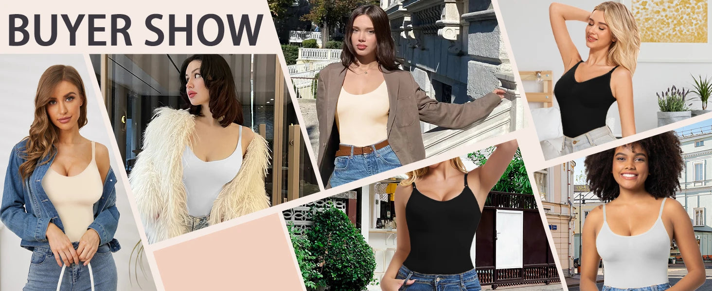 Women Shapewear Top Tummy Control Body Shaper Scoop Neck Compressions Cami Vest mit  Straps Shaping Camisole Shirt Slim Vest