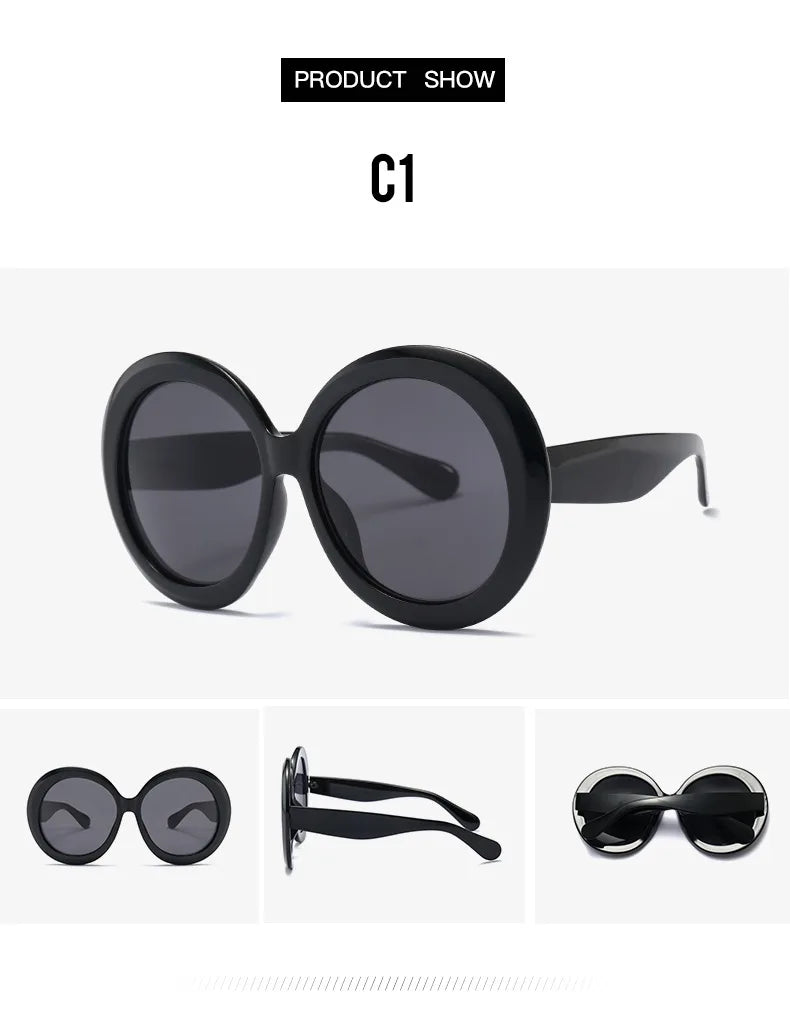 JNPCXI Oversized Round Sunglasses Women Men Luxury Brand Big Frame Sun Glasses Goggles Large Shades Unisex Riding Eyeglasses