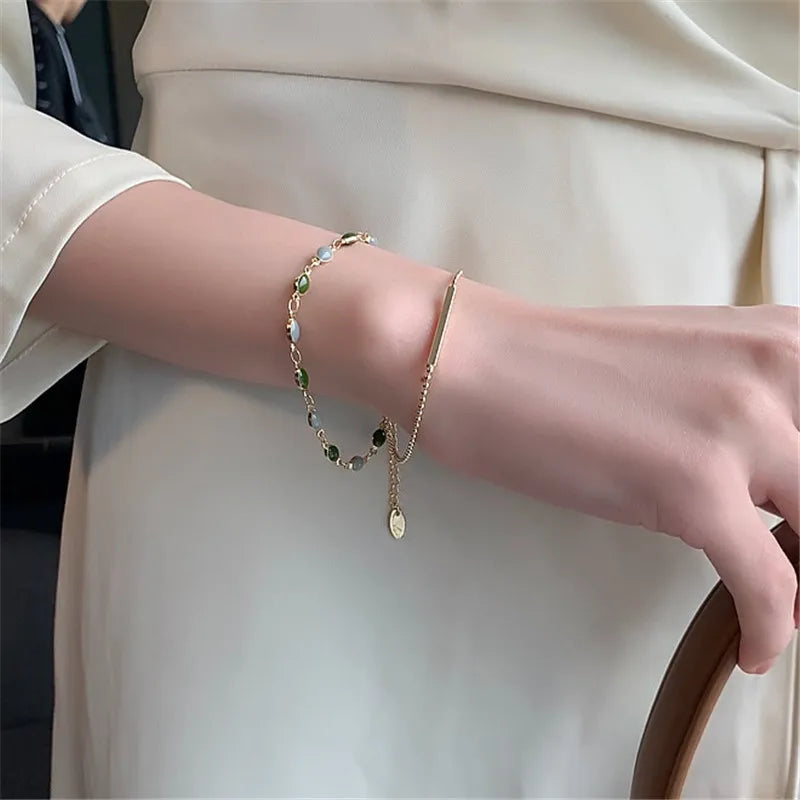 Exquisite Opal Tulip Zircon Bracelet for Women Fashionable Personalized Daily Accessory Party Jewelry Birthday Anniversary Gifts