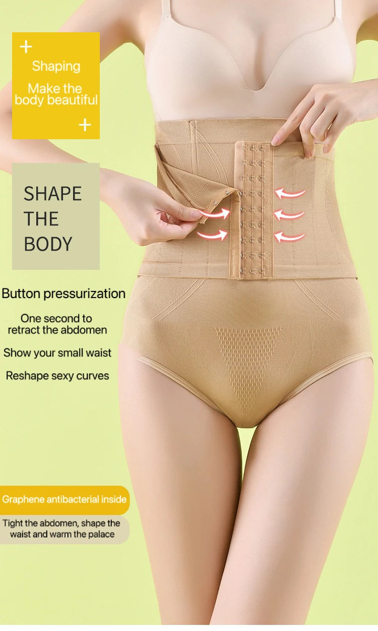 2pcs Women High Waist Shaping Briefs Buckle adjustment Body Shaper Slimming Underwear Butt Lifter Control Pantie Shapewear Pant