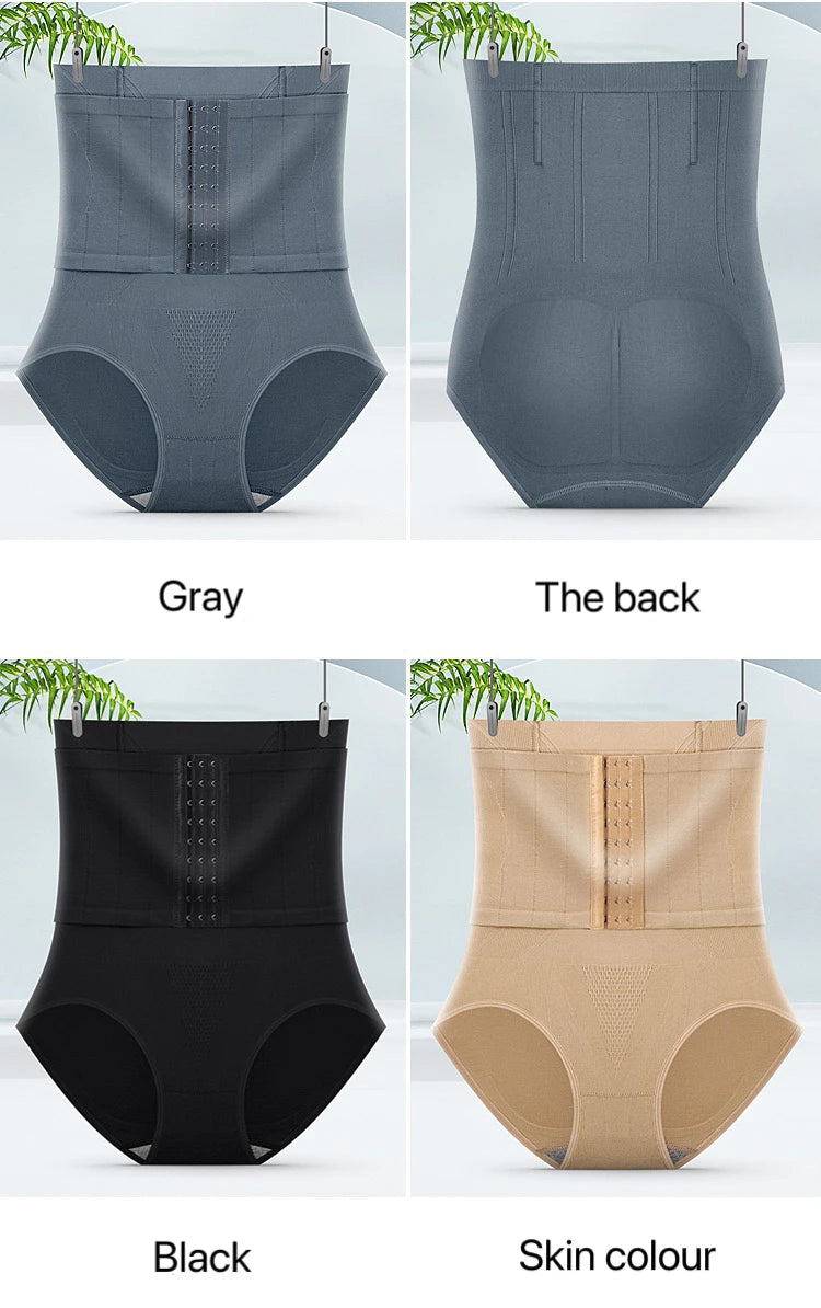 2pcs Women High Waist Shaping Briefs Buckle adjustment Body Shaper Slimming Underwear Butt Lifter Control Pantie Shapewear Pant