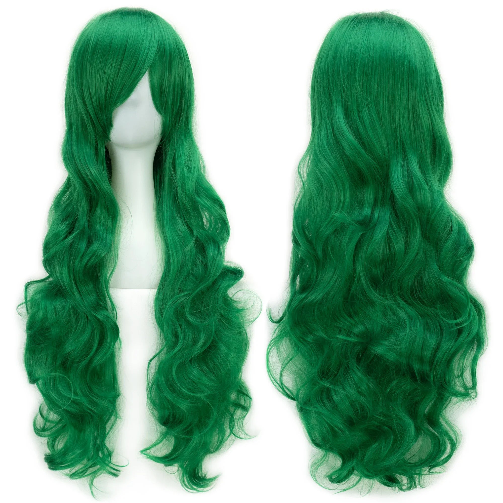 Soowee Curly Long Synthetic Hair Green Wig Hairpiece Pink Black Party Hair Cosplay Wigs for Women