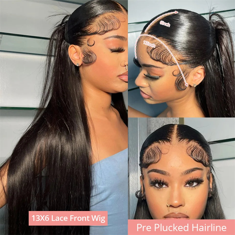 13x6 Hd Lace Frontal Wig Human Hair 40 Inch 13x4 Straight Lace Front Human Hair Wigs For Women Pre Plucked 200 Density Remy Hair
