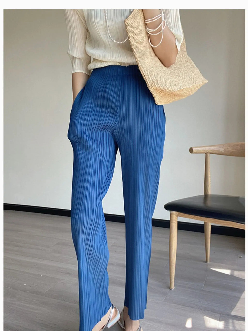 YUDX Spring Summer Autumn Women Casual Elegant Ladies Miyake Designer Casual Loose Straight Pleated Pants High Waist Trousers