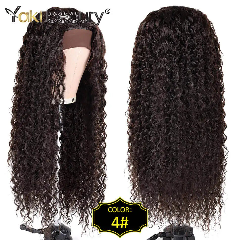 Long Kinky Curly Headband Wigs 28Inch Synthetic Ice Headband Wig For Black Women Afro Curly Water Wave Organic Fiber Hair