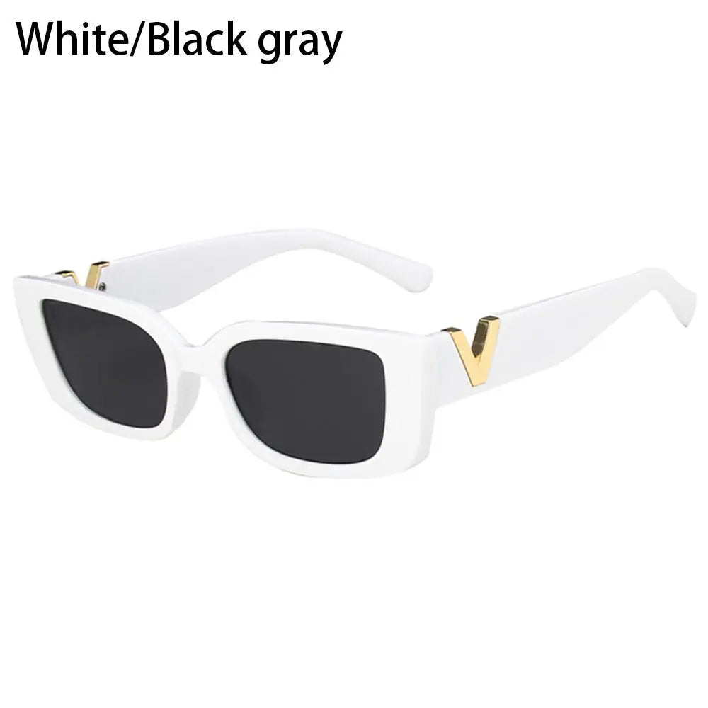 Retro Cat eyt Frame Sunglasses Women 2023 Luxury V Sun Glasses Men Fashion Rectangle Jelly Sunglasses with Metal Hinges UV400