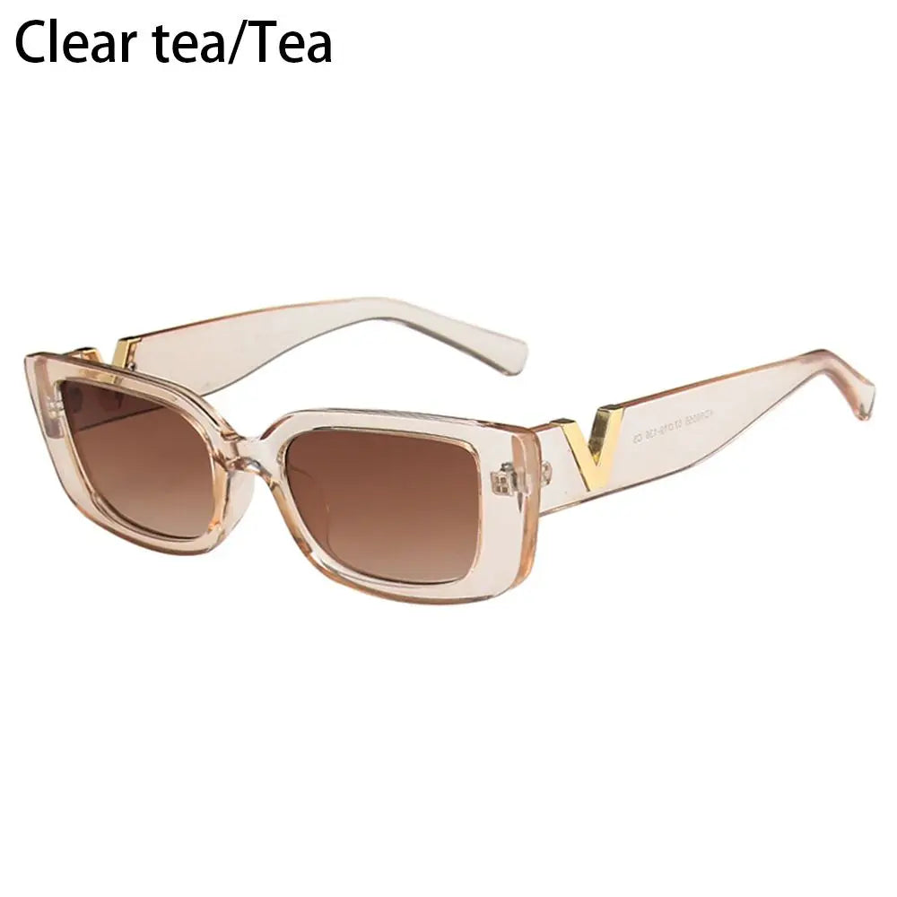 Retro Cat eyt Frame Sunglasses Women 2023 Luxury V Sun Glasses Men Fashion Rectangle Jelly Sunglasses with Metal Hinges UV400