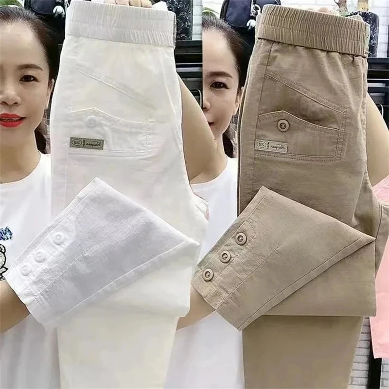 New 2025 Fashion Korean Women's pants Spring Summer  Casual Slim Elastic Waist Pants Female Harun pants Ladies Trousers