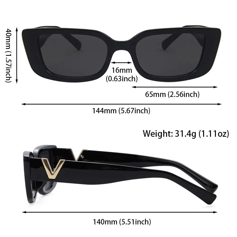 Retro Cat eyt Frame Sunglasses Women 2023 Luxury V Sun Glasses Men Fashion Rectangle Jelly Sunglasses with Metal Hinges UV400