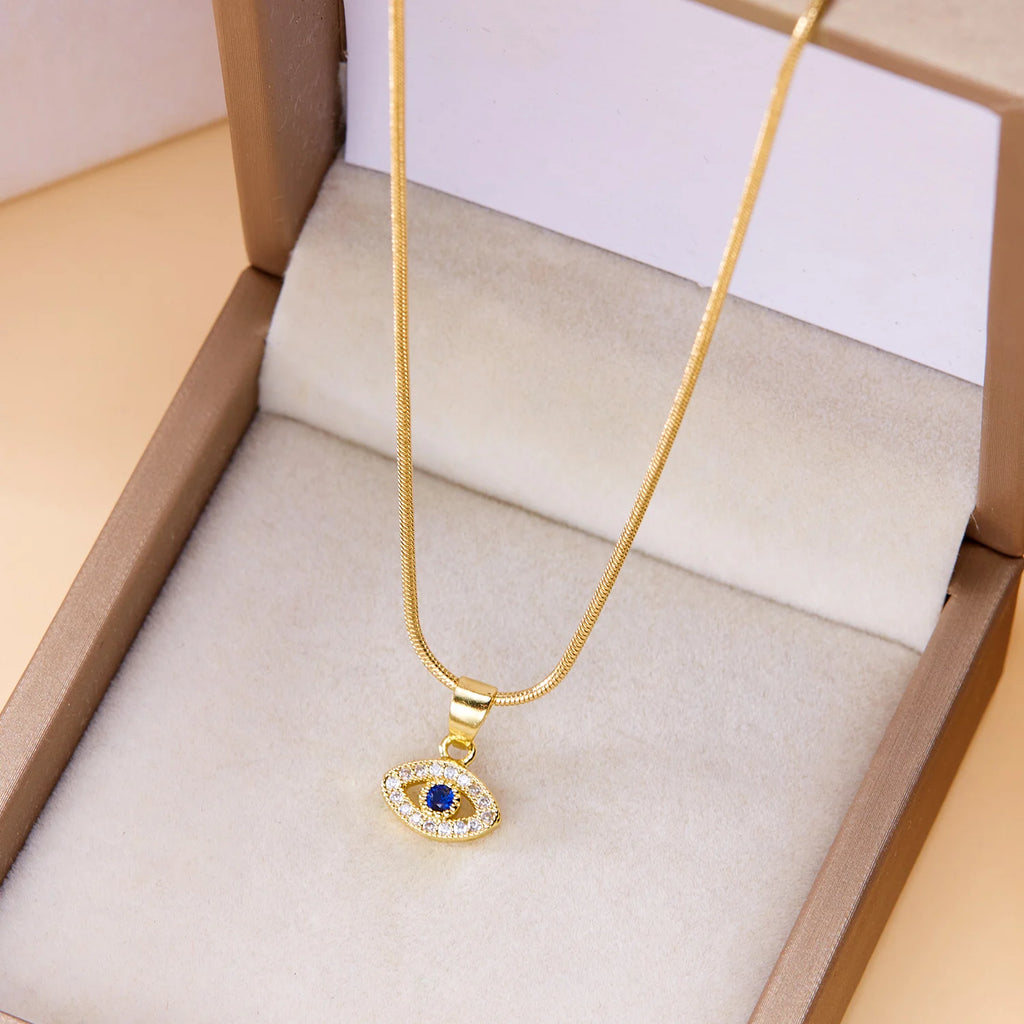 Fashion Zircon Evil Eye Necklaces for Women Chain Turkish Eye Pendant Necklace Girls Party Jewelry Lucky Gift