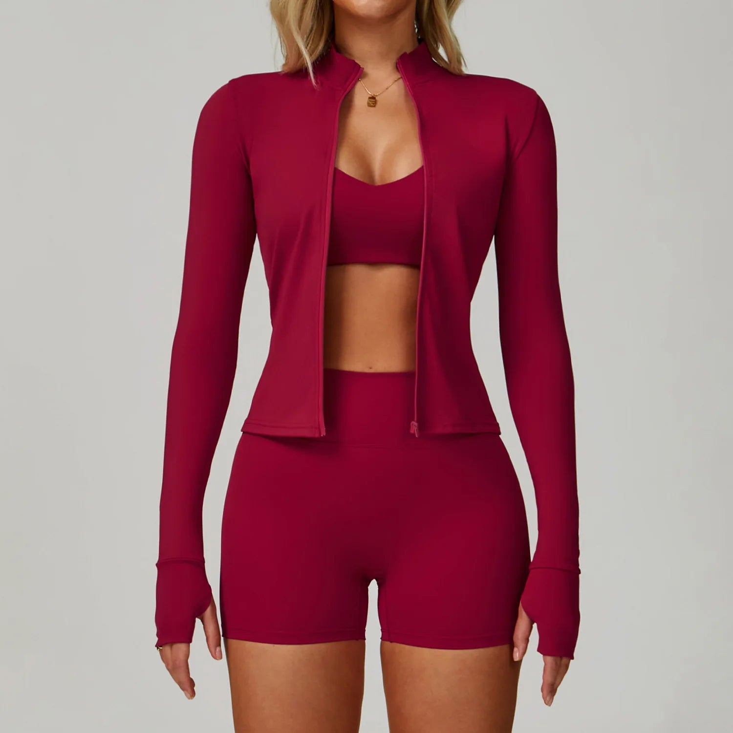 2PCS Yoga Clothing Set Women's High Waisted Leggings 3 Piece Fitness Suit Coat Jacket Exercise Wear Fitness Workout Underwear ﻿