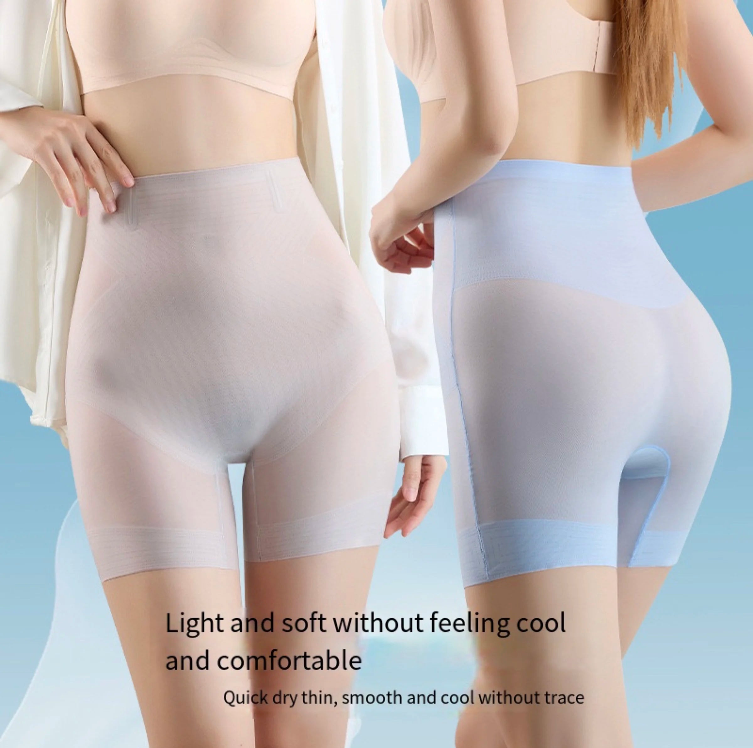 1pcs Women Ultrathin Belly Shaping Brief High Waist Ice Silk Lifting Hip Pants Slimming Panties Shaper Underwear Safety Panty