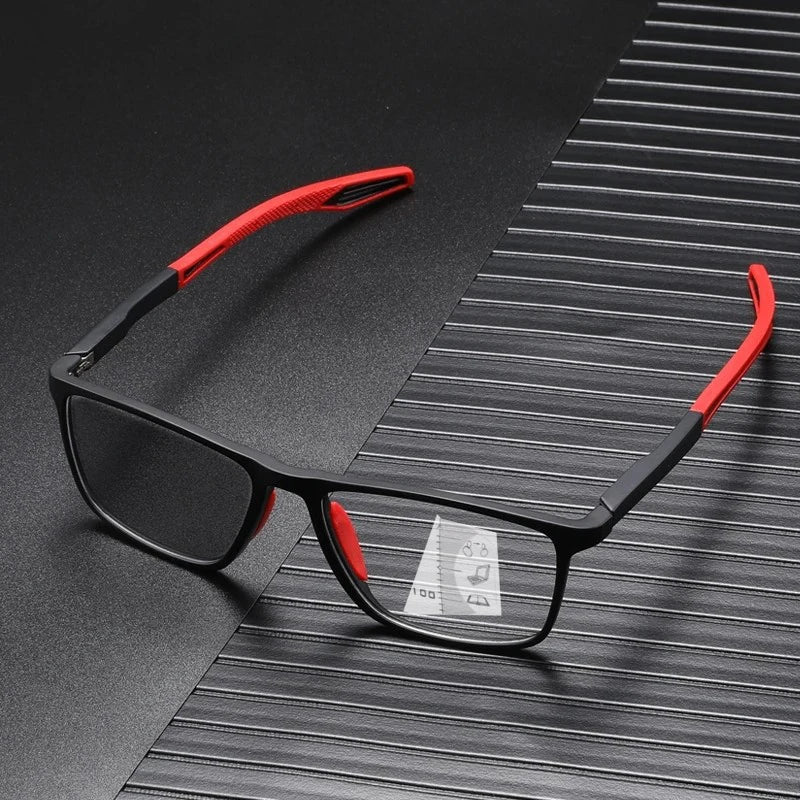 New Trendy TR90 Photochromic Multifocal Reading Glasses 3 in 1 Outdoor Bifocal Sunglasses Sports Anti Blue Near Far Eyeglasses
