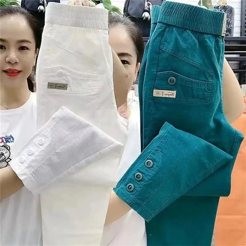 New 2025 Fashion Korean Women's pants Spring Summer  Casual Slim Elastic Waist Pants Female Harun pants Ladies Trousers