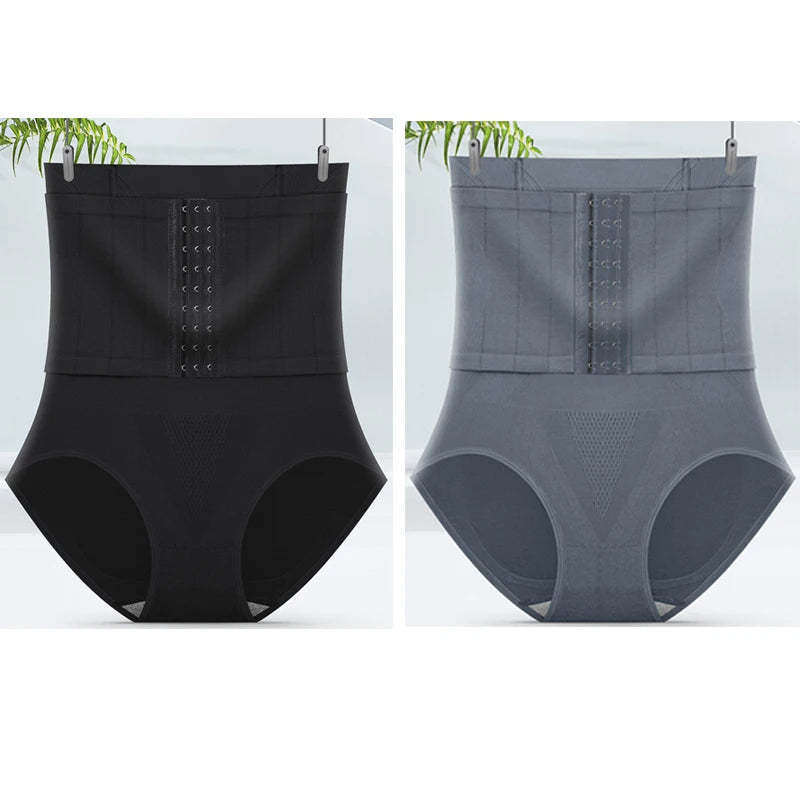 2pcs Women High Waist Shaping Briefs Buckle adjustment Body Shaper Slimming Underwear Butt Lifter Control Pantie Shapewear Pant