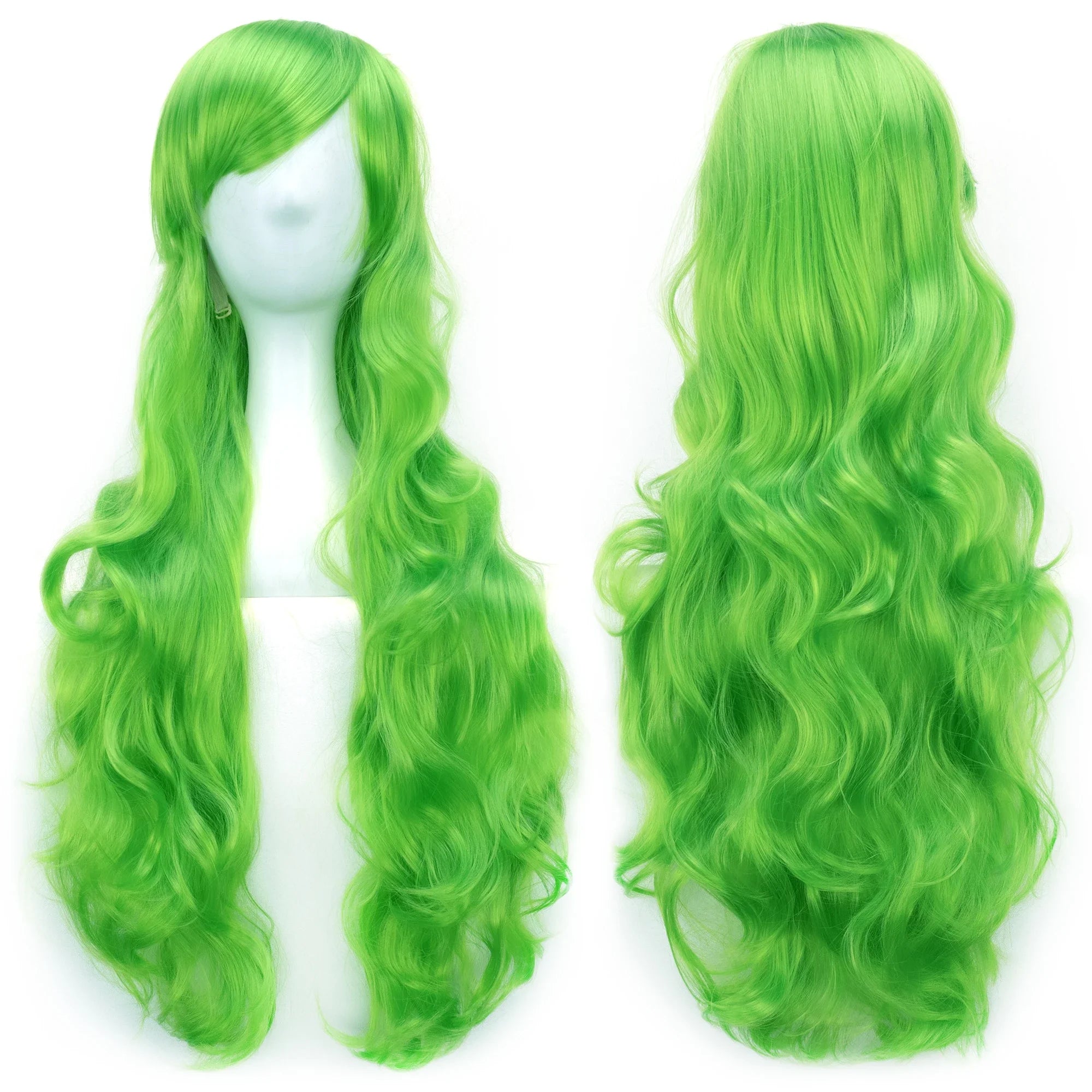 Soowee Curly Long Synthetic Hair Green Wig Hairpiece Pink Black Party Hair Cosplay Wigs for Women