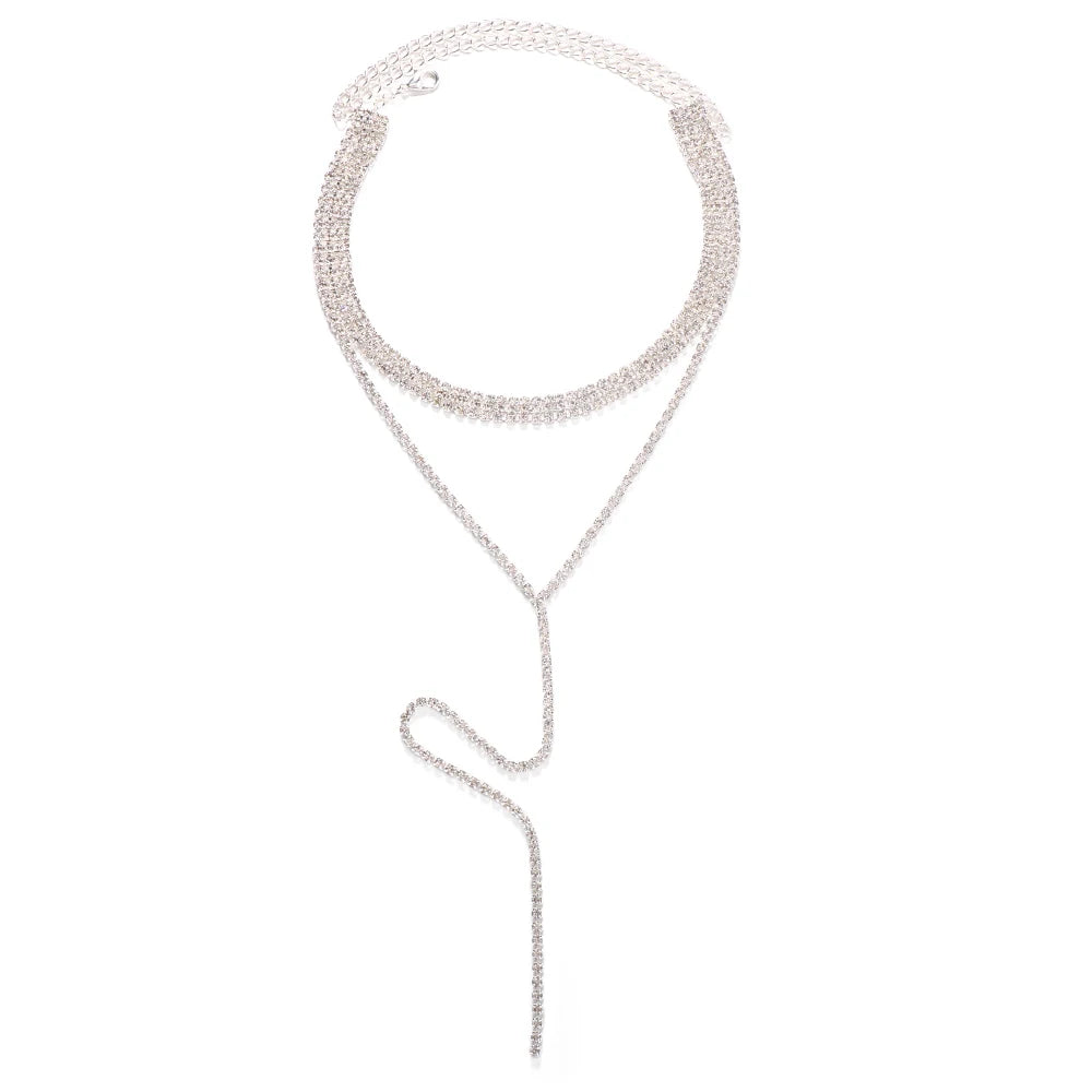 XSBODY Multi-Row Tassel Necklace for Women Boho Long Rhinestone Choker New Y Neck Accessories Fashion Jewellery Aesthetic 2022
