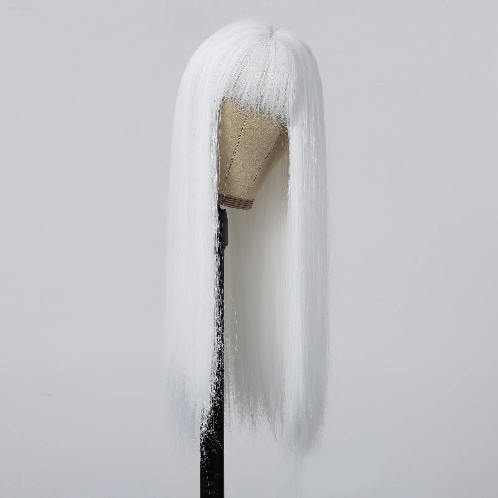 HENRY MARGU White Long Straight Synthetic Wigs for Women Colorful Cosplay Party Fake Hair with Bangs White Wig HighTemperature