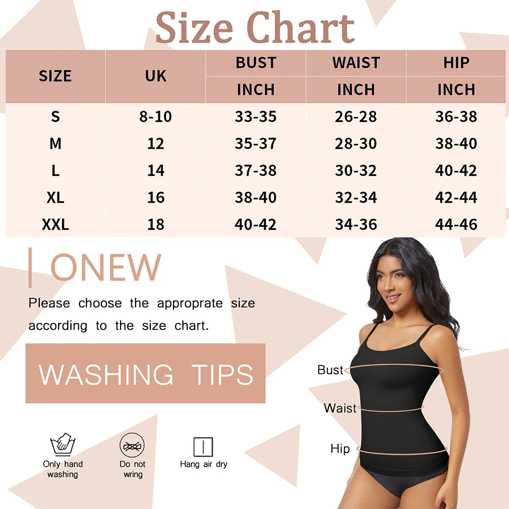 Women Shapewear Top Tummy Control Body Shaper Scoop Neck Compressions Cami Vest mit  Straps Shaping Camisole Shirt Slim Vest