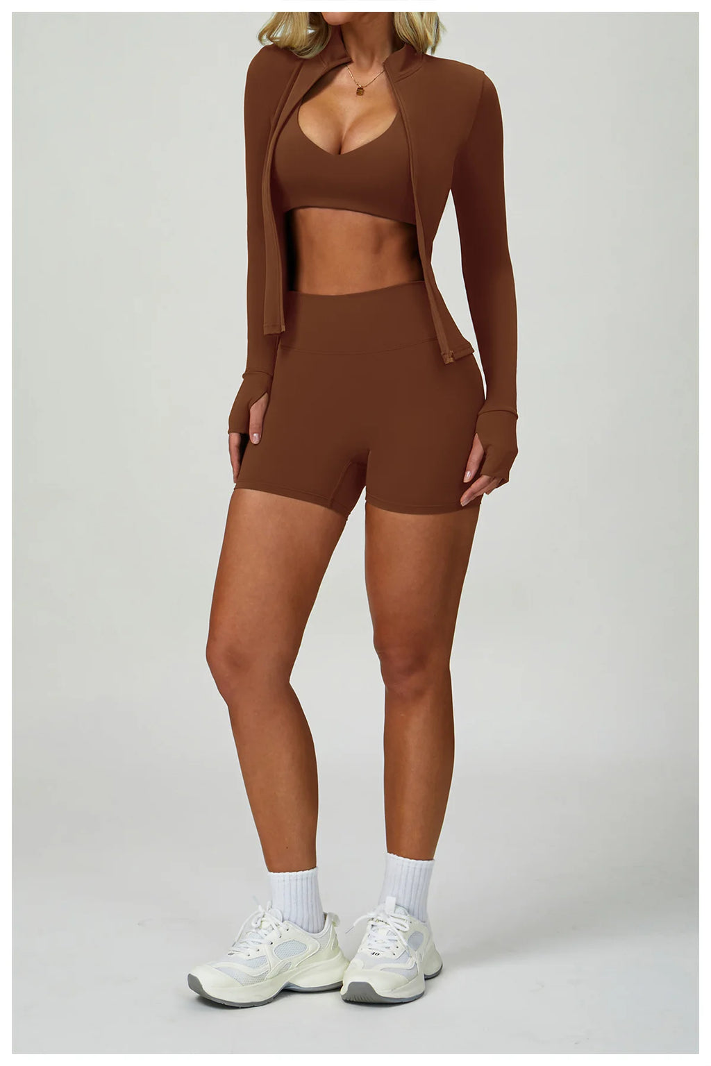 2PCS Yoga Clothing Set Women's High Waisted Leggings 3 Piece Fitness Suit Coat Jacket Exercise Wear Fitness Workout Underwear ﻿