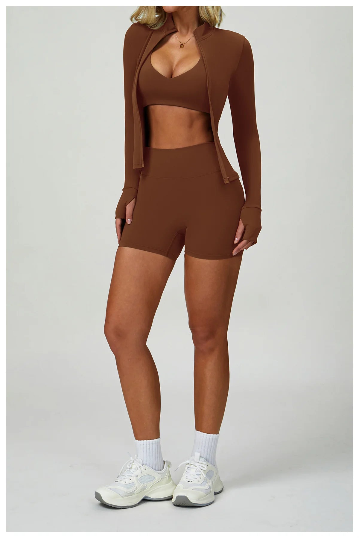 2PCS Yoga Clothing Set Women's High Waisted Leggings 3 Piece Fitness Suit Coat Jacket Exercise Wear Fitness Workout Underwear ﻿