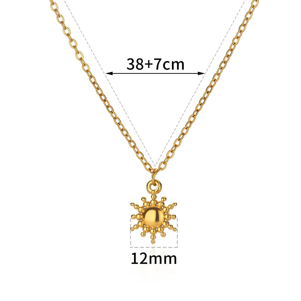 Stainless Steel Geometric Necklace For Women Fashion Sun Sunflower Pendant Clavicle Chain Aesthetic Jewelry Accessories Femme