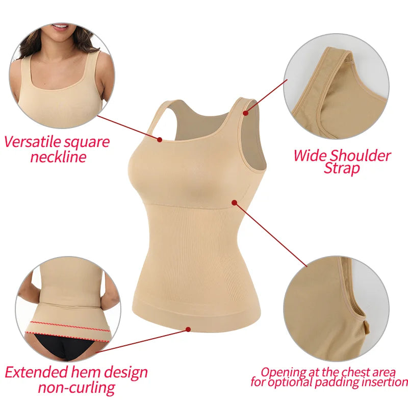 Shapewear Camisole for Women Tummy Control Waist Trainer Shaping Tank Tops Slimming Body Shaper Compression Vest Underwear