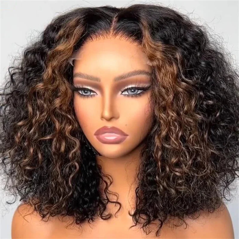 Ombre Blonde Soft 26 inch Long 180Density Kinky Curly Lace Front Wig For Women With BabyHair Preplucked Glueless Heat FiberDaily
