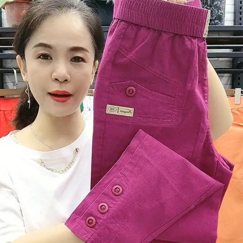 New 2025 Fashion Korean Women's pants Spring Summer  Casual Slim Elastic Waist Pants Female Harun pants Ladies Trousers