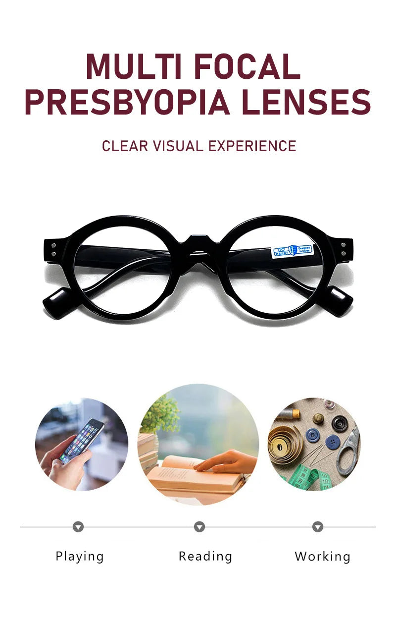 New Round Reading Glasses Women Trendy Presbyopia Hyperopia Anti Blue Light Reading Eyeglasses Men +1.0 +1.5 +2.0 +2.5 +3.0 +3.5