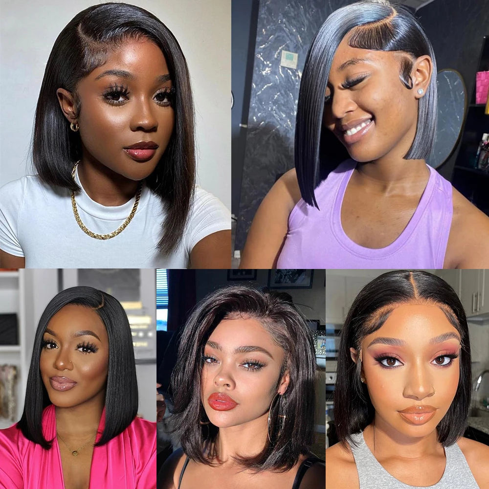 613 Blonde Short Bob Wig Transparent Lace Front Human Hair Wigs Straight 13X4 Burgundy 99j Brown Colored Cut Lace Frontal Wig