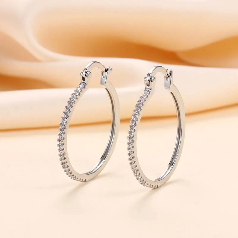 Buyee 925 Sterling Silver Female Big Drop Earring Circle Trend Double Earring for Women Fashion Party Fine Jewelry Earring Gift